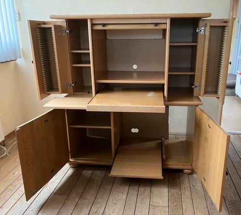 Computerkast met rolluik eiken hout, Huis en Inrichting, Kasten | Computermeubels, Gebruikt, 70 tot 120 cm, Ophalen