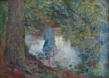 Theo Goedvriend (1879-1969) - Meisje in het bos - 1900 beschikbaar voor biedingen