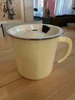 Vintage melkkoker licht geel met wit emaille, Antiek en Kunst, Antiek | Emaille, Ophalen of Verzenden