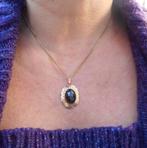 Antieke 14 karaat gouden hanger met geslepen granaat nr.639, Sieraden, Tassen en Uiterlijk, Antieke sieraden, Verzenden, Goud