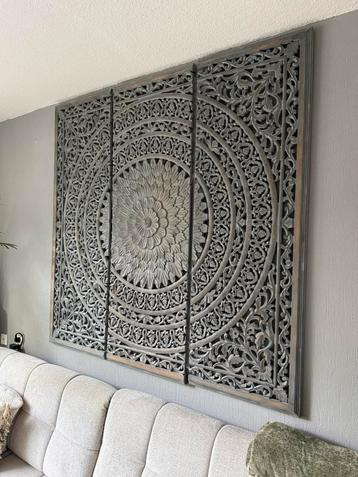 Groot oosters wandpaneel - houtsnijwerk - 160x160 cm beschikbaar voor biedingen