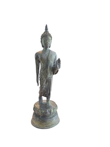 Lopende Boeddha Bronze  23 cm herkomst Thailand  beschikbaar voor biedingen