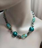 Vintage ketting glazen + edelstenen kralen, Ophalen of Verzenden, Zo goed als nieuw, Steen of Mineraal