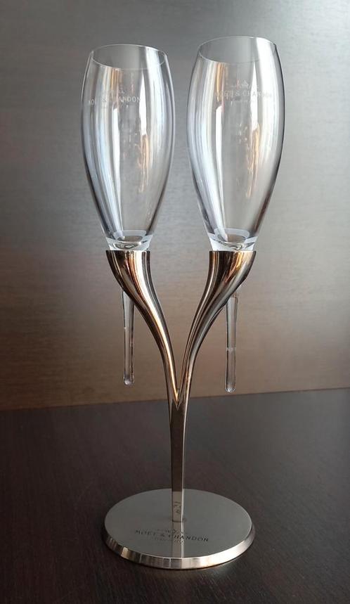 Crystal Champagne Flutes in Holder by Philippe Di Meo, Antiek en Kunst, Kunst | Designobjecten, Ophalen of Verzenden