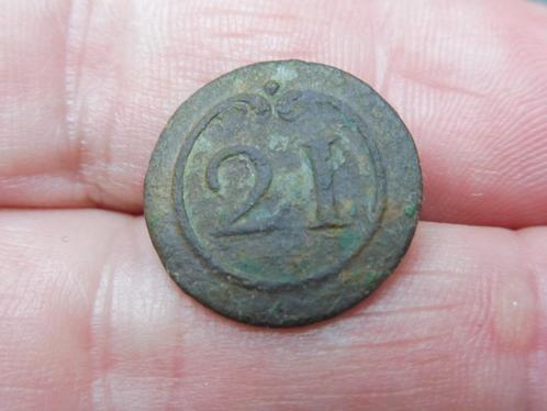 Franse uniformknoop Napoleon 21e Regiment Maastricht 1794, Antiek en Kunst, Curiosa en Brocante, Verzenden