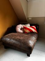 Bankje / Chaise longue bruin leer, Huis en Inrichting, Ophalen, Gebruikt, Eenpersoons, Leer