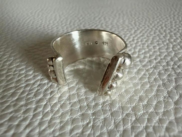 M245/Bijzondere Zilveren Bolletjes ring Scandinavië 17 3/4, Sieraden, Tassen en Uiterlijk, Ringen, Gebruikt, Dame, 17 tot 18, Zilver