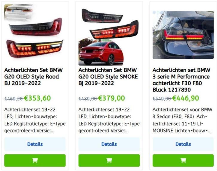 BMW 3 Serie Achterlichten set ACTIE Vanaf 259€ Zie Website, Auto diversen, Tuning en Styling, Ophalen of Verzenden