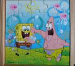 Sponge Bob # 4 Puzzels in houten kist, 2 tot 4 jaar, Ophalen of Verzenden, Zo goed als nieuw, Van hout