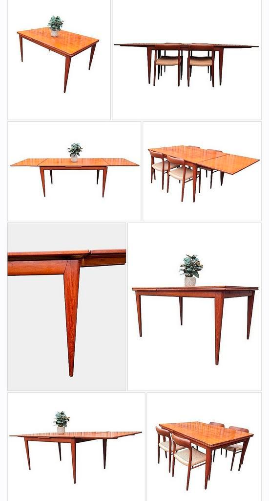 Vintage uittrektafel Niels O. Møller jaren 50 Scandinavische, Huis en Inrichting, Tafels | Eettafels, Gebruikt, 50 tot 100 cm