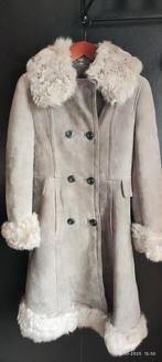 Vintage Leren Jas taupe beige met Bontkraag, Ophalen of Verzenden, Gedragen, Maat 46/48 (XL) of groter, Beige