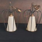 Vintage - Hanglamp - Plafondlamp - In Kooi - Kroonvorm - 2X, Ophalen of Verzenden