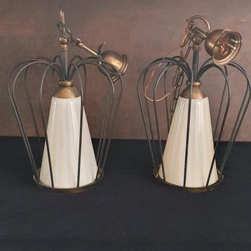 Vintage - Hanglamp - Plafondlamp - In Kooi - Kroonvorm - 2X beschikbaar voor biedingen