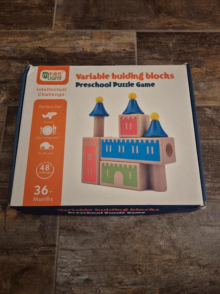 Houten Blokken Puzzelspel - 36+ Maanden, Kinderen en Baby's, Speelgoed | Houten speelgoed, Zo goed als nieuw, Overige typen, Ophalen of Verzenden