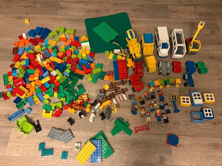Grote partij Duplo, auto’s, figuren en vele accessoires, Kinderen en Baby's, Speelgoed | Duplo en Lego, Gebruikt, Duplo, Losse stenen