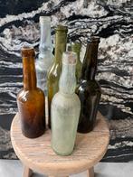 6 oude gekleurde flessen fles kandelaar bloemen kaars, Ophalen of Verzenden