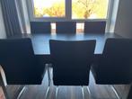 Eettafel met 6 Stoelen - Zwart, Huis en Inrichting, Ophalen, Gebruikt, Zwart, Vijf, Zes of meer stoelen