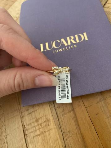 Zilveren goldplated ring strik zirkonia beschikbaar voor biedingen