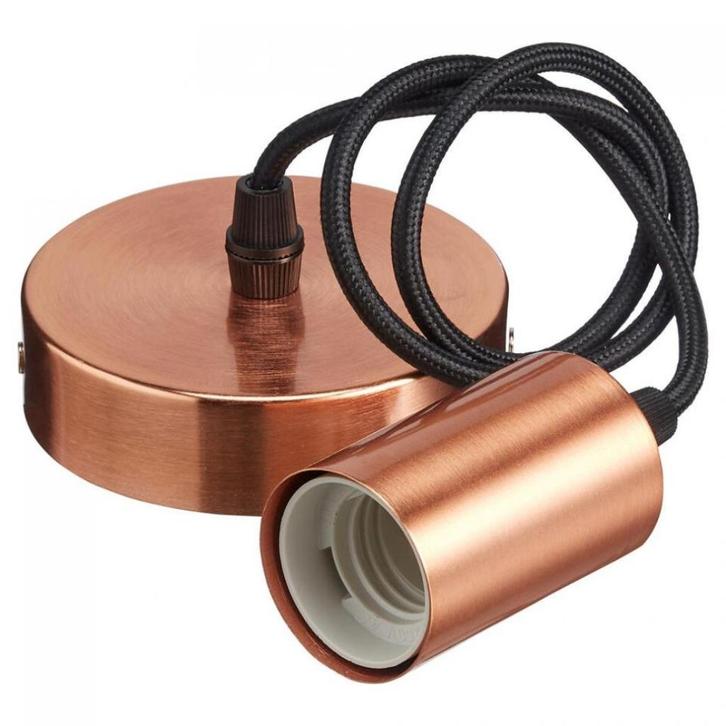 Modern snoerpendels met grote fitting, Koper kleur, Metaal, Huis en Inrichting, Lampen | Hanglampen, Nieuw, 75 cm of meer, Metaal