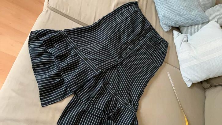 Hebbeding, krijtstreep lange linnen rok, 44, Kleding | Dames, Rokken, Zo goed als nieuw, Maat 42/44 (L), Zwart, Onder de knie