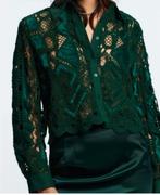 Nieuwe velourse blouse maat M van zara, Kleding | Dames, Ophalen of Verzenden, Zo goed als nieuw, Maat 38/40 (M), Groen