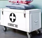 Kist op wielen wit zwart handgrepen sluiting HK Living, Ophalen, Zo goed als nieuw, 50 tot 100 cm, Minder dan 50 cm