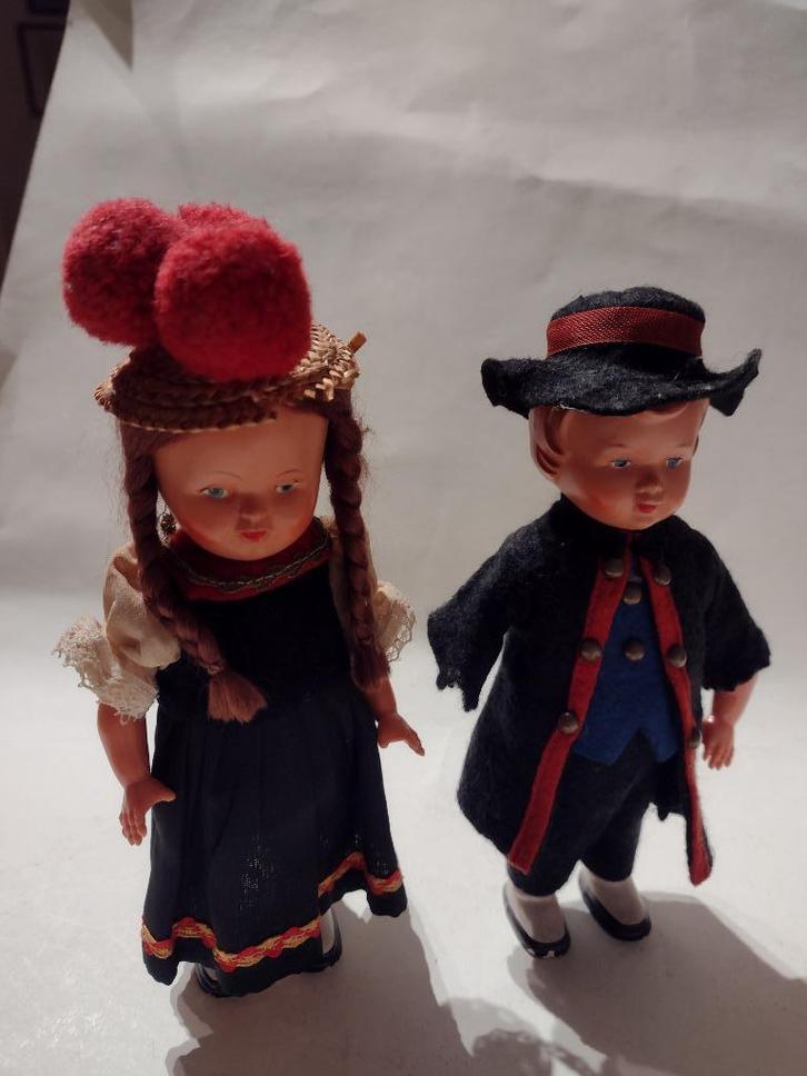 2 oude Schwarzwalder mechanische danspoppetjes H 18.5 cm, Verzamelen, Poppetjes en Figuurtjes, Gebruikt, Ophalen