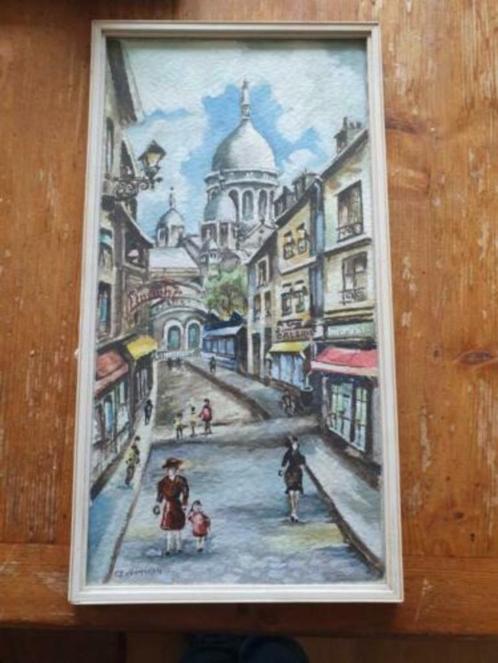 Aquarel C F v Dommelen Sacre Coeur Parijs Montmatre, Antiek en Kunst, Kunst | Schilderijen | Klassiek, Ophalen