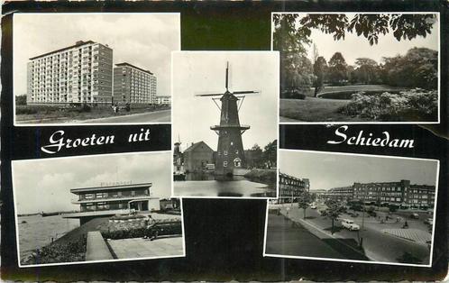 (388-537-003) Schiedam Groeten uit, Verzamelen, Ansichtkaarten | Nederland, Zuid-Holland, Verzenden