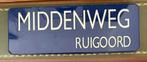 Straatnaam bord Middenweg Ruigoord emaille, Antiek en Kunst, Ophalen of Verzenden