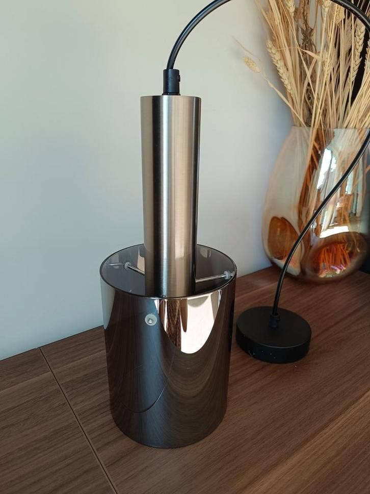 Rookglas Hanglamp RVS, Huis en Inrichting, Lampen | Hanglampen, Zo goed als nieuw, Minder dan 50 cm, Glas, Metaal, Ophalen