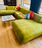 Grote Bank 8/9 zit 4 slapen groen Velvet goed behandeld, Ophalen, Overige materialen, Gebruikt, Modern retro design