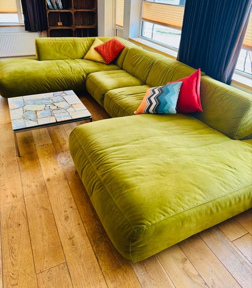 Grote Bank 8/9 zit 4 slapen groen Velvet goed behandeld, Huis en Inrichting, Banken | Sofa's en Chaises Longues, Gebruikt, Vierpersoons of meer