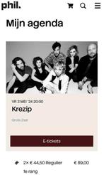 Krezip 3 mei 2024 - Haarlem 2 eerste rang kaartjes, Tickets en Kaartjes, Concerten | Overige