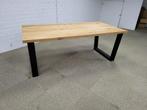 nieuw massief eiken eettafel maat 200x99 incl zwarte poten, Ophalen, ., 50 tot 100 cm, Vijf personen of meer