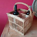 Rieten mand voor 4 Flessen | flessenmand brocante Frankrijk, Huis en Inrichting, Ophalen of Verzenden, Zo goed als nieuw, Minder dan 5 flessen
