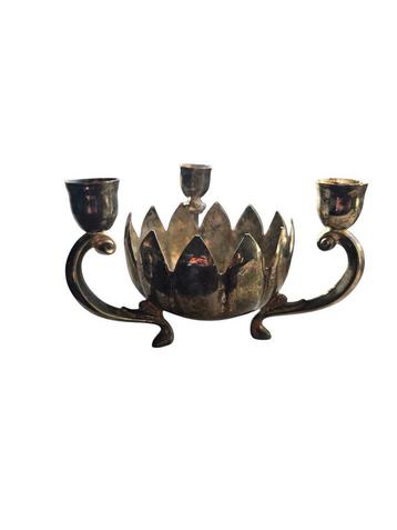 Vintage zilveren kandelaar met schaaltje - Silver Plated beschikbaar voor biedingen