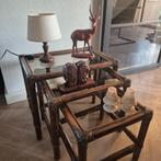 Manou bijzettafeltjes, Huis en Inrichting, Minder dan 55 cm, Gebruikt, Vierkant, Glas