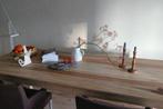 unieke hand gemaakte massief houten tafel 214 bij 90, Ophalen, Gebruikt, 200 cm of meer, 50 tot 100 cm