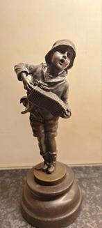 Antiek Frans bronzen beeld op marmer, Ophalen of Verzenden