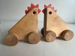 2 Vintage Aarikka Finland Houten Kipjes Wieltjes 60’s, Ophalen of Verzenden