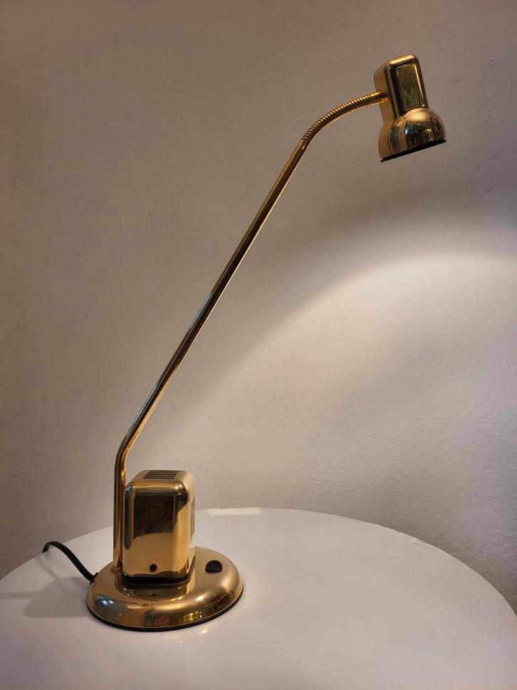 Vrieland Design vintage bureau lamp goud, Huis en Inrichting, Lampen | Tafellampen, Zo goed als nieuw, Minder dan 50 cm, Ophalen of Verzenden