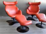 Set van 2x Stokke (Variér) Tok (Oranje Leder), Heel Mooi!, Huis en Inrichting, Fauteuils, Ophalen, Metaal, Zo goed als nieuw, Variér