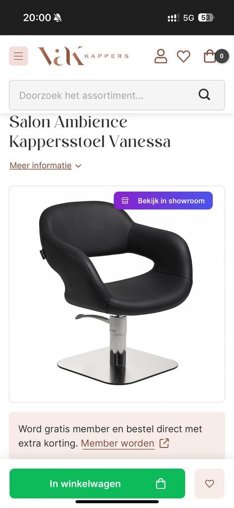 Salon Ambience Kappersstoel Vanessa(Italian leather chair), Huis en Inrichting, Stoelen, Zo goed als nieuw, Eén, Zwart, Ophalen