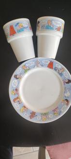 Blue Band Kinderservies - Bord en 2 Bekers, Ophalen of Verzenden, Gebruikt, Aardewerk, Bord(en)