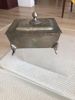 Zilvertin sier opbergbakje, met deksel op pootjes, Antiek en Kunst, Antiek | Tin, Ophalen