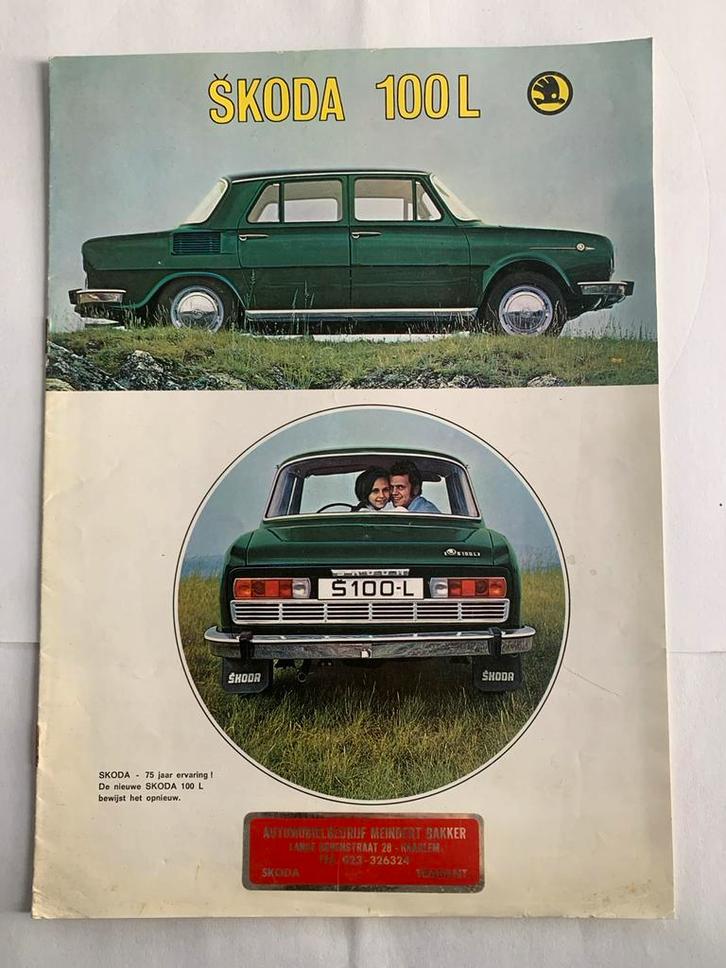 Skoda 100 L Folder - Redelijk Goede Staat, Boeken, Auto's | Folders en Tijdschriften, Gelezen, Overige merken, Ophalen of Verzenden