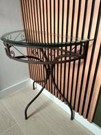 Halfrond sitetable  Smeedijzer & Glas, Huis en Inrichting, Tafels | Bijzettafels, Gebruikt, Ophalen of Verzenden, Glas, 75 cm of meer