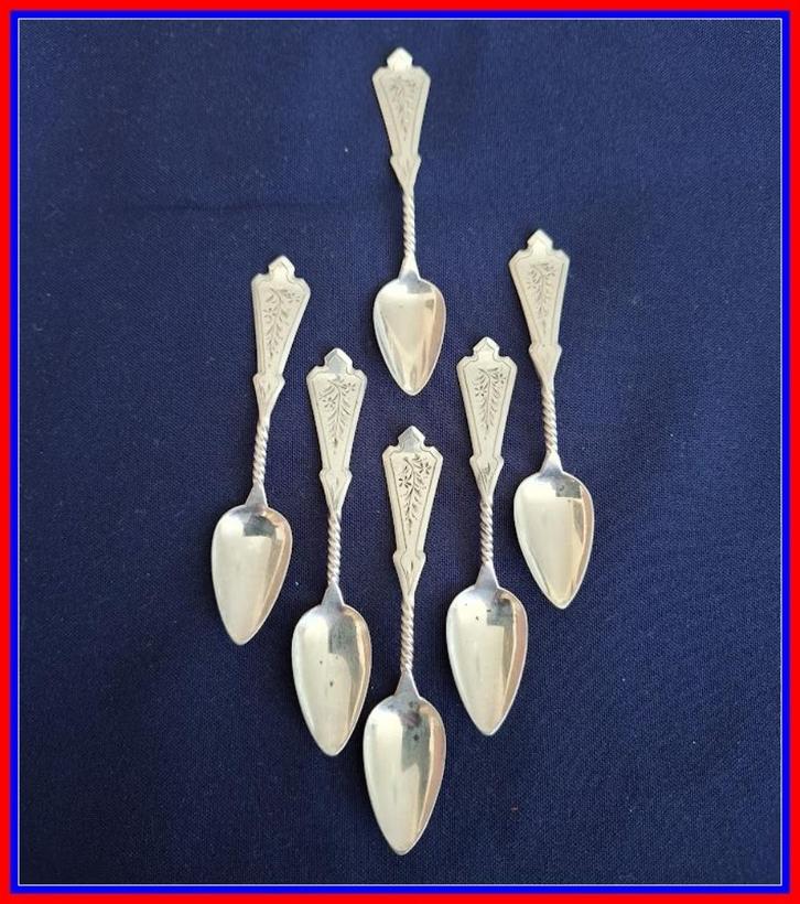6x Fraaie Biedemeier  Zilveren LEPELTJES, Antiek en Kunst, Antiek | Goud en Zilver, Zilver, Ophalen of Verzenden