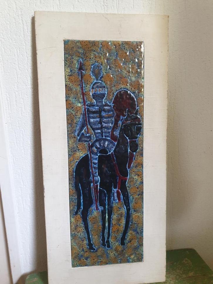 Vintage blik metaal emaille enamel Don Quixote ridder paard, Antiek en Kunst, Kunst | Schilderijen | Modern, Ophalen of Verzenden
